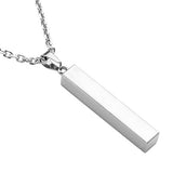 JOVIVI Free Engraving - Personalized Custom Engraved Name Words Men Stainless Steel Bar Pendant Necklace w/Gift Box