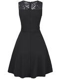 KASCLINO Women's Cocktail Dress A-Line Floral Lace Sleeveless Swing Party Dress With Pocket