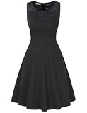 KASCLINO Women's Cocktail Dress A-Line Floral Lace Sleeveless Swing Party Dress With Pocket