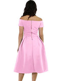 Lalagen Women's Vintage 1950s Party Cocktail Wedding Swing Midi Dress