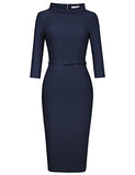 MUXXN Women's 1950s Vintage 3/4 Sleeve Elegant Collar Cocktail Evening Dress