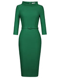 MUXXN Women's 1950s Vintage 3/4 Sleeve Elegant Collar Cocktail Evening Dress