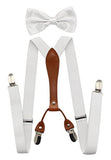 JAIFEI Suspenders & Bowtie Set- Men's Elastic X Band Suspenders + Bowtie For Wedding, Formal Events