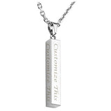 JOVIVI Free Engraving - Personalized Custom Engraved Name Words Men Stainless Steel Bar Pendant Necklace w/Gift Box