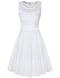 KASCLINO Women's Cocktail Dress A-Line Floral Lace Sleeveless Swing Party Dress With Pocket