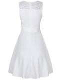 KASCLINO Women's Cocktail Dress A-Line Floral Lace Sleeveless Swing Party Dress With Pocket