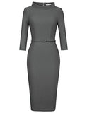 MUXXN Women's 1950s Vintage 3/4 Sleeve Elegant Collar Cocktail Evening Dress