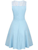 KASCLINO Women's Cocktail Dress A-Line Floral Lace Sleeveless Swing Party Dress With Pocket