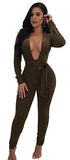 Longwu Women's Sexy Sparkly V Neck Long Sleeve Party Clubwear Bandage Romper Jumpsuit