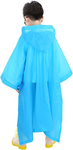Solid Color Hooded Raincoat Poncho for Boys and Girls in outdoors
