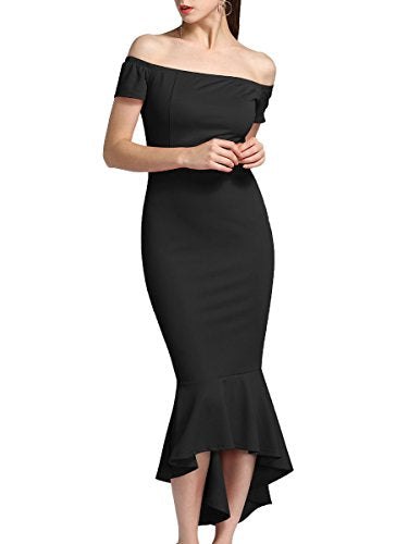 MISFONDLE Women's Sexy Bodycon Off Shoulder Mermaid Fishtail Cocktail Evening Party Dress