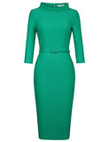 MUXXN Women's 1950s Vintage 3/4 Sleeve Elegant Collar Cocktail Evening Dress