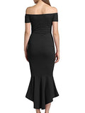 MISFONDLE Women's Sexy Bodycon Off Shoulder Mermaid Fishtail Cocktail Evening Party Dress