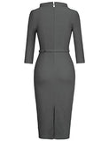 MUXXN Women's 1950s Vintage 3/4 Sleeve Elegant Collar Cocktail Evening Dress