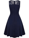 KASCLINO Women's Cocktail Dress A-Line Floral Lace Sleeveless Swing Party Dress With Pocket