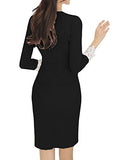 Fantaist Women's Wrap V Neck 3/4 Sleeve Lace Business Office Wear To Work Dress
