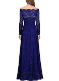 Miusol Women's Vintage Off Shouler Floral Lace Long Sleeve Formal Maxi Dress