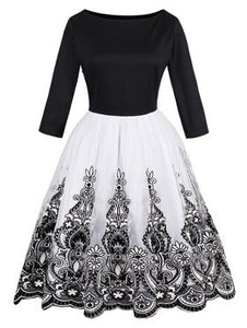 KILLREAL Women's Vintage Sleeveless Floral Organza Cocktail Homecoming Dress