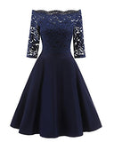 EvoLand Women's Lace Cocktail Evening Party Dress