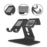 [Updated Solid Version] OMOTON 2 in 1 Universal Desktop Cell Phone Stand and Apple Watch Stand, Advanced 4mm Thickness Aluminum Stand Holder for iPhone and Apple Watch (Both 38mm & 42mm)