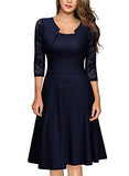 MIUSOL Women's Vintage Square Neck Floral Lace 2/3 Sleeve Cocktail Swing Dress