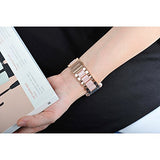 For Apple Watch Band 38mm, Wearlizer Fashion Metal Wristbands Replacement iWatch Stainless Steel Strap for Apple Watch Series 3, Series 2, Series 1, Sport, Edition---38mm Rose Gold + Pink