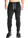 Ouber Men's Fitted Jogger Pants Gym Workout Running Sweatpants With Zipper Bottom