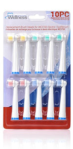 Wellness Oral Care WE3700BH Replacement Brush Heads for WE3700 Oscillating Electric Toothbrush (10 Pack)