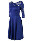 Mixfeer Women's Vintage Floral Lace Cocktail Swing Dress With 3/4 Sleeve