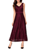 Noctflos Women Double V-neck Elegant Long Cocktail Wedding Party Evening Dress