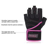 Trideer Womens Weight Lifting Gloves For Callus And Blister Protection, Breathable & Anti-slip, Padded Gym Gloves For Powerlifting, Cross Training - Available in Black, Pink, Purple (Pair)