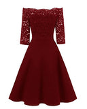 EvoLand Women's Lace Cocktail Evening Party Dress