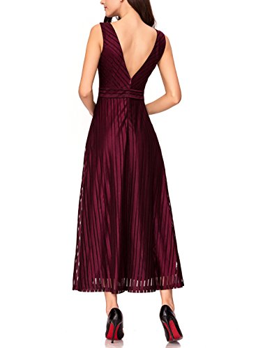 Noctflos Women Double V-neck Elegant Long Cocktail Wedding Party Evening Dress