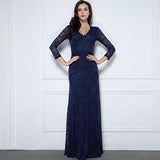 Miusol Women's Floral Lace 2/3 Sleeves Long Bridesmaid Maxi Dress