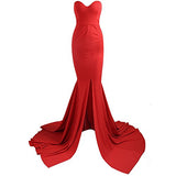 Missord Strapless Asymmetric Slit Front wedding evening party Maxi Dress