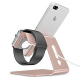 [Updated Solid Version] OMOTON 2 in 1 Universal Desktop Cell Phone Stand and Apple Watch Stand, Advanced 4mm Thickness Aluminum Stand Holder for iPhone and Apple Watch (Both 38mm & 42mm)