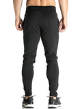 Ouber Men's Fitted Jogger Pants Gym Workout Running Sweatpants With Zipper Bottom