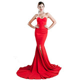 Missord Strapless Asymmetric Slit Front wedding evening party Maxi Dress