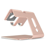 [Updated Solid Version] OMOTON 2 in 1 Universal Desktop Cell Phone Stand and Apple Watch Stand, Advanced 4mm Thickness Aluminum Stand Holder for iPhone and Apple Watch (Both 38mm & 42mm)