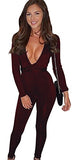 Longwu Women's Sexy Sparkly V Neck Long Sleeve Party Clubwear Bandage Romper Jumpsuit