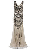 Vijiv 1920s Long Maxi Prom Gowns Sequin Mermaid Bridesmaid Formal Evening Dress
