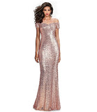 Sumintras Fabulous Sequined Off-The-Shoulder Sweetheart Sequin Long Formal Form Fitting Prom Evening Dress