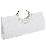Fashion Road Womens Luxury Evening Wedding Party Purse Clutch Rhinestone Satin Pleated Handbag