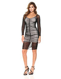 Velvet Rope Women's Long Sleeve Sheer Mesh Ruched Cocktail Dress