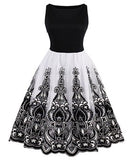 KILLREAL Women's Vintage Sleeveless Floral Organza Cocktail Homecoming Dress