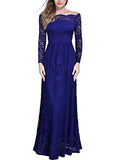 Miusol Women's Vintage Off Shouler Floral Lace Long Sleeve Formal Maxi Dress