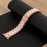 For Apple Watch Band 38mm, Wearlizer Fashion Metal Wristbands Replacement iWatch Stainless Steel Strap for Apple Watch Series 3, Series 2, Series 1, Sport, Edition---38mm Rose Gold + Pink