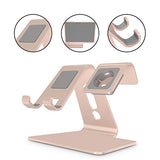 [Updated Solid Version] OMOTON 2 in 1 Universal Desktop Cell Phone Stand and Apple Watch Stand, Advanced 4mm Thickness Aluminum Stand Holder for iPhone and Apple Watch (Both 38mm & 42mm)