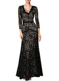 Miusol Women's Floral Lace 2/3 Sleeves Long Bridesmaid Maxi Dress