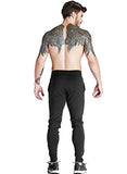 Ouber Men's Fitted Jogger Pants Gym Workout Running Sweatpants With Zipper Bottom